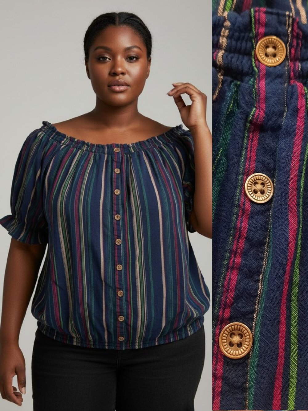 Bubble hemline peasant blouse - Terra & Sky brand
